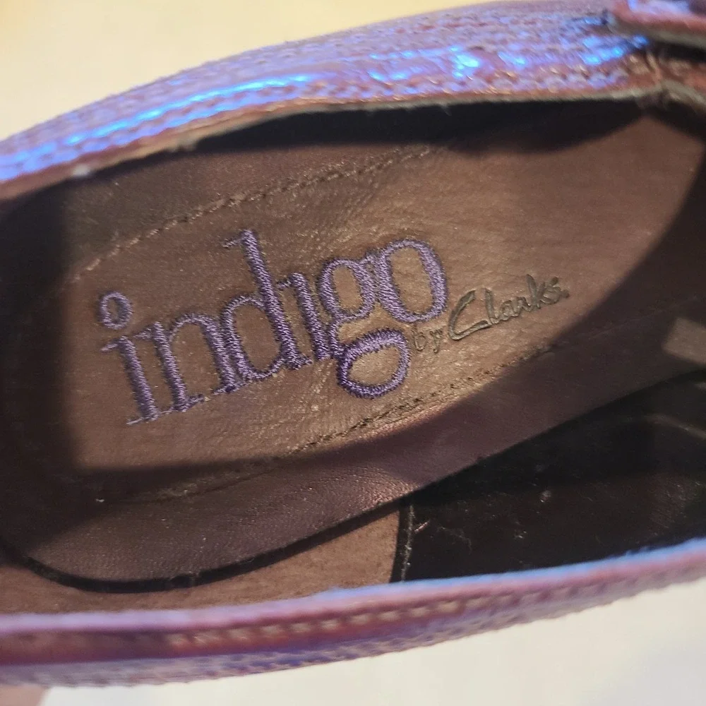 Indigo by Clarks Women's Retro‎ Heels Size 8.5 Burgundy Leather Rockabilly Swing